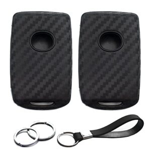 2pcs compatible with 2022 2021 2020 mazda 3 6 cx-30 cx-5 cx-9 mx-5 miata carbon fiber looks black silicone fob key case cover protector keyless remote holder for base gs gt gx touring sedan hatchback