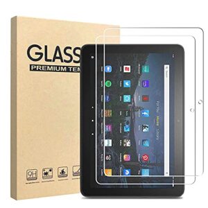 [2 pack]klwainm tempered glass for amazon kindle fire hd 10/10 plus/10 kids/10 kids pro[11th generation, 2021 release]tablet screen protector with 2.5d edge round 9h hd anti scratch transparent clear bubble free protective film
