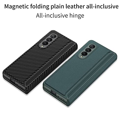 BAILI Samsung Z Fold 3 Case, Z Fold 3 Case Light Luxury Business Style, Hinged Folding All-Inclusive Shell Galaxy Z Fold 3 Phone Cover for Samsung Galaxy Z Fold 3 5G 2021, Carbon Fiber Texture