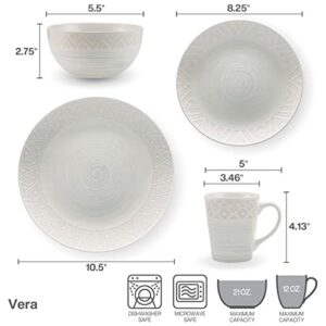 Pfaltzgraff Vera 16 Piece Dinnerware Set, Service for 4, Cream