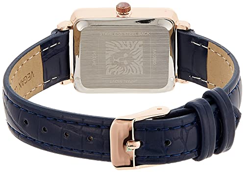 Anne Klein Women's Japanese Quartz Dress Watch with Faux Leather Strap, Blue, 14 (Model: AK/3820RGNV)