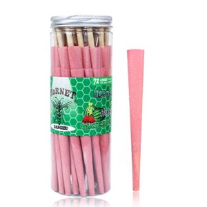 hornet 72 pack rolling papers, pink pre rolled cones with watermelon flavored, slow burning preroll cones rolling papers king size with filter tips (watermelon, pink)