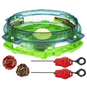 beyblade burst quaddrive interstellar drop battle set, set stadium, 2 battling tops and 2 launchers, toys for 8 year old boys & girls & up