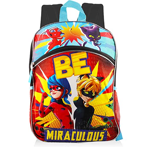 Miraculous Ladybug School Supplies Bundle - 16" Miraculous Ladybug Backpack for Girls and Boys with Miraculous Ladybug Stickers (Miraculous Ladybug School Stuff).