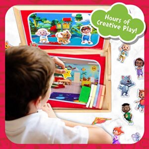 Cocomelon 2 in 1 Art Easel | Double Sided Magnetic Dry Erase Board Puzzle w/Magnets | Cocomelon Puzzle Games for Kids | Wooden Toddlers Educational Games & Toys | Magnetic Puzzles for Kids Ages 3+