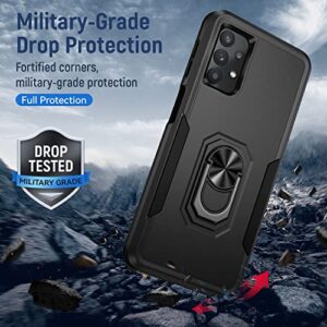 Samsung A53 5G Case, Galaxy A53 5G Case with [Tempered Glass Screen Protector Include] Circlemalls Military Grade 12 ft Drop Test Protection Shockproof with Ring Holder Kickstand Phone Cover- Black