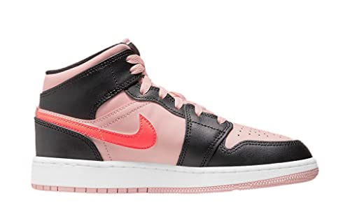 Nike mens Air Jordan 1 Mid GS Shoes, Atmosphere/Infrared 23 Black, 6 Big Kid