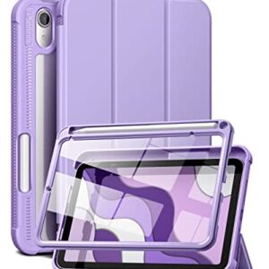 ONPINT Case for iPad Mini 6 2021, [Built in Screen Protector] [Auto Sleep/Wake] [Pencil Holder] Lightweight Leather Case Flip Cover with Stand for iPad Mini 6th Gen 8.3 Inch, Purple