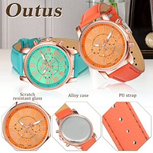 Outus 26 Pack Platinum Watch Unisex Quartz Watch Ladies Watch Sets Women's Wrist Watches with PU Leather Belt for Women Men Lady Teen Girl (Assorted Colors)