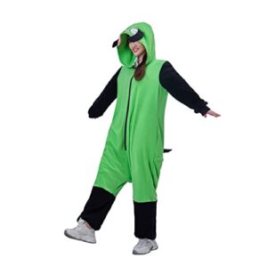 Anime Onesie Adult One Piece Pajamas Homewear Cosplay Costume Animal Sleepwear Hoodie Jumpsuit Outfit for Women Men (XL) Green