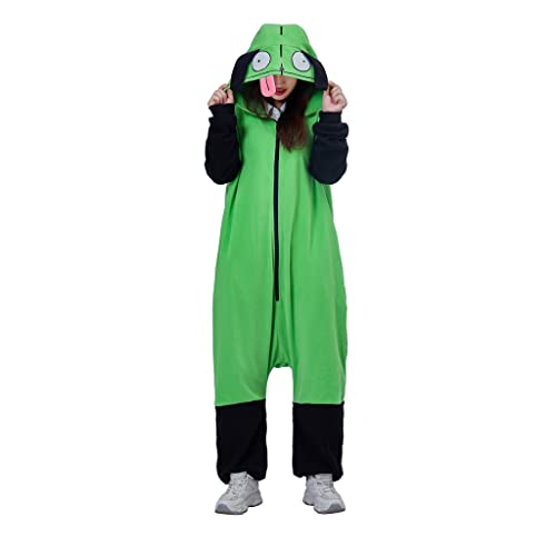 Anime Onesie Adult One Piece Pajamas Homewear Cosplay Costume Animal Sleepwear Hoodie Jumpsuit Outfit for Women Men (XL) Green