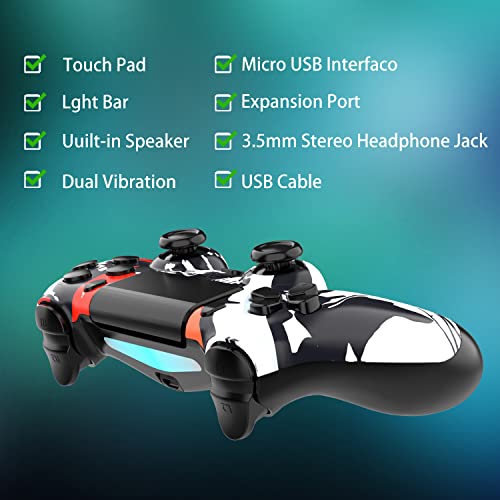 SZDILONG Wireless Controller for PS4 Gamepad Compatible with Playstation 4/Pro/Slim/PC,Double Shock/Bluetooth/Touchpad/Stereo Headphone Jack/Six-axis Motion Control/Charging Cable