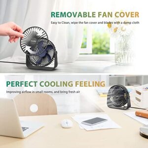 FARADAY USB Desk Fans 5 Inches Portable Table Fans 360° Head Rotation Small Personal Desktop Fan for Home Office, 3 Speeds, Black