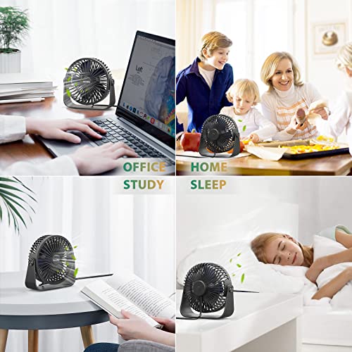 FARADAY USB Desk Fans 5 Inches Portable Table Fans 360° Head Rotation Small Personal Desktop Fan for Home Office, 3 Speeds, Black