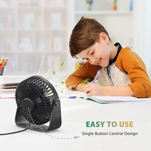 FARADAY USB Desk Fans 5 Inches Portable Table Fans 360° Head Rotation Small Personal Desktop Fan for Home Office, 3 Speeds, Black