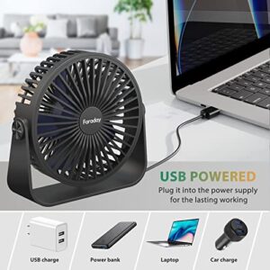 FARADAY USB Desk Fans 5 Inches Portable Table Fans 360° Head Rotation Small Personal Desktop Fan for Home Office, 3 Speeds, Black