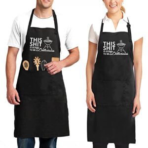 kitchepool waterproof funny apron for men, chef aprons for women with 3 pockets, adjustable bid kitchen aprons for chef, cooking apron for bbq, baking - this is going to be