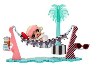 lol surprise omg house of surprises vacay lounge playset with leading baby collectible doll with 8 surprises, dollhouse accessories, holiday toy, great gift for kids ages 4 5 6+ years old & collectors