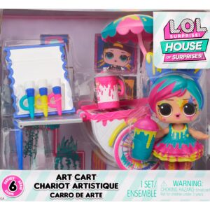 L.O.L. Surprise! OMG House of Surprises Art Cart Playset with Splatters Collectible Doll and 8 Surprises, Dollhouse Accessories, Holiday Toy, Great Gift for Kids Ages 4 5 6+ Years Old & Collectors