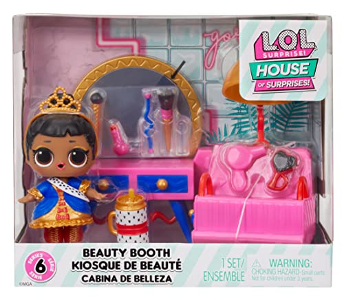 L.O.L. Surprise! OMG House of Surprises Beauty Booth Playset with Her Majesty Collectible Doll and 8 Surprises, Dollhouse Accessories, Holiday Toy, Great Gift for Kids Ages 4 5 6+ Years & Collectors