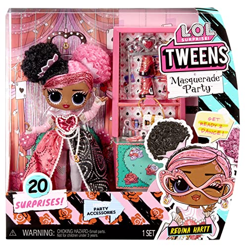 L.O.L. Surprise! Tweens Masquerade Party Regina Hartt Fashion Doll with 20 Surprises Including Accessories & 2 Pink Outfits, Holiday Toy Playset, Great Gift for Kids Girls Boys Ages 4 5 6+ Years Old