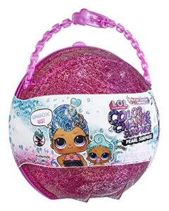 l.o.l. surprise! glitter color change pearl (purple) with 6 surprises- exclusive collectible doll & lil sister in interactive playset, holiday toy, great gift for kids ages 4 5 6+ years old