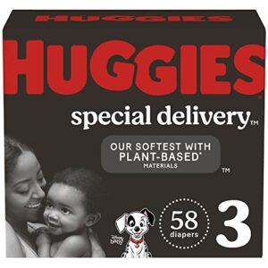 huggies special delivery hypoallergenic baby diapers size 3 (16-28 lbs), 58 ct, fragrance free, safe for sensitive skin