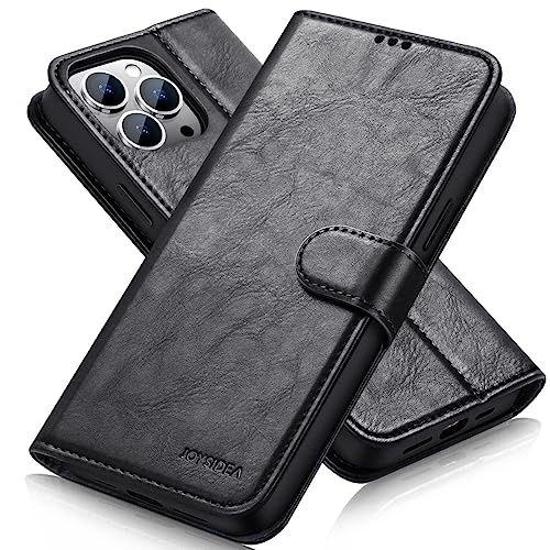 JOYSIDEA iPhone 13 Pro Wallet Case, Luxury Leather Phone Case with Card Holder, iPhone 13Pro Phone Case with Magnetic, Stand, Shockproof Cover for iPhone 13 Pro 6.1 inch, Black