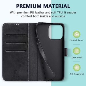 JOYSIDEA iPhone 13 Pro Wallet Case, Luxury Leather Phone Case with Card Holder, iPhone 13Pro Phone Case with Magnetic, Stand, Shockproof Cover for iPhone 13 Pro 6.1 inch, Black