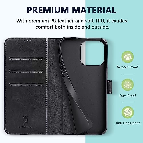 JOYSIDEA iPhone 13 Pro Wallet Case, Luxury Leather Phone Case with Card Holder, iPhone 13Pro Phone Case with Magnetic, Stand, Shockproof Cover for iPhone 13 Pro 6.1 inch, Black