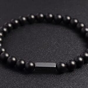 YJJelt Black Onyx Bead Bracelet 6mm Black Beaded Stone Bracelet for Men Women