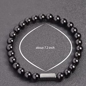 YJJelt Black Onyx Bead Bracelet 6mm Black Beaded Stone Bracelet for Men Women