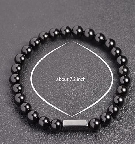 YJJelt Black Onyx Bead Bracelet 6mm Black Beaded Stone Bracelet for Men Women