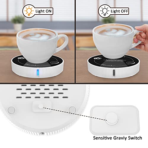 Coffee Mug Warmer, Smart Coffee Warmers for Office Home Desk Use, Smart Cup Warmer Thermostat Coaster for Hot Coffee Tea Espresso Candle Wax Milk with Gravity Switch