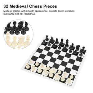 SPYMINNPOO Chess Set,32 Plastic Medieval Chess Pieces Foldable Roll-Up Chess Board International Chess Game Portable Travel Chess Board Game Sets Leisure Sports