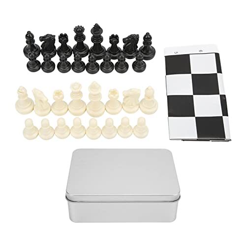 SPYMINNPOO Chess Set,32 Plastic Medieval Chess Pieces Foldable Roll-Up Chess Board International Chess Game Portable Travel Chess Board Game Sets Leisure Sports