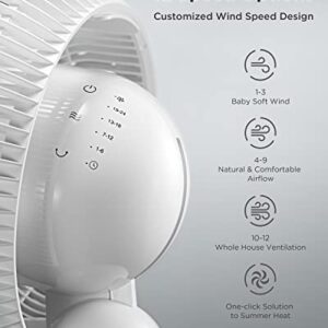 AIRMATE Air Circulator Fan with Remote,Oscillating Fans for Indoors Turbo Silence, Pedestal Fan, Cooling Fan with 4 Modes 12 Speed, Standing Fans for Home, Office, Bedroom