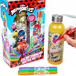 miraculous create your own color-changing water bottle, color your own water bottle, great for travel & road trips, sports & school, creative gift idea, arts & crafts activity kids ages 6, 7, 8, 9, 10