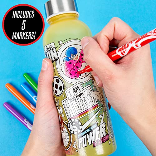 Miraculous Create Your Own Color-Changing Water Bottle, Color Your Own Water Bottle, Great For Travel & Road Trips, Sports & School, Creative Gift Idea, Arts & Crafts Activity Kids Ages 6, 7, 8, 9, 10