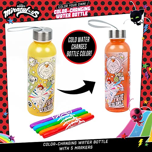 Miraculous Create Your Own Color-Changing Water Bottle, Color Your Own Water Bottle, Great For Travel & Road Trips, Sports & School, Creative Gift Idea, Arts & Crafts Activity Kids Ages 6, 7, 8, 9, 10