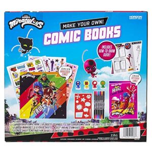 Miraculous Make Your Own Comic Book, Create 2 Comic Books Ladybug, Cat Noir, Tikki & More, DIY Comic Book Kit, Great Travel Toy, Road Trip Activity, Creative Toys for Kids Ages 6, 7, 8, 9, 10