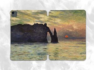 claude monet sunset at etretat case compatible with ipad mini air pro 7.9 8.3 9.7 10.2 10.9 11 12.9 inch pattern cover new 2022 2021 trifold stand 3 4 5 6 7 8 9 generation (8.3 mini 6)