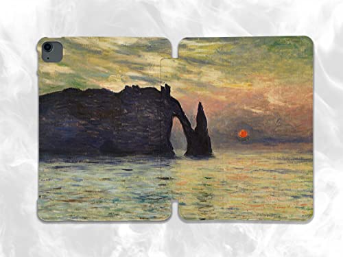 Claude Monet Sunset at Etretat case Compatible with iPad Mini Air Pro 7.9 8.3 9.7 10.2 10.9 11 12.9 inch Pattern Cover New 2022 2021 Trifold Stand 3 4 5 6 7 8 9 Generation (8.3 Mini 6)