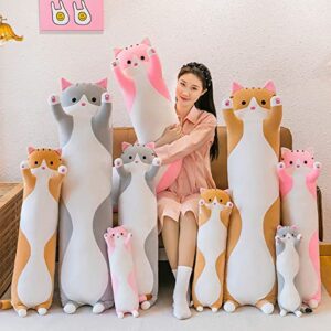 Rexinc Long Cat Plush Pillow Toy Sleeping Pillow Cute Cartoon Cat Stuffed Animals Soft Long Body Pillow Gift for Kids(19.68in,Gray)