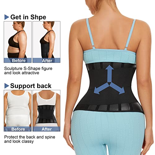 OLIOMES Women Waist Trainer Corset Sauna Trimmer Belt Slim Belly Band Tummy Wrap Sport Girdle Workout Cincher Body Shaper Black