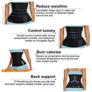 OLIOMES Women Waist Trainer Corset Sauna Trimmer Belt Slim Belly Band Tummy Wrap Sport Girdle Workout Cincher Body Shaper Black