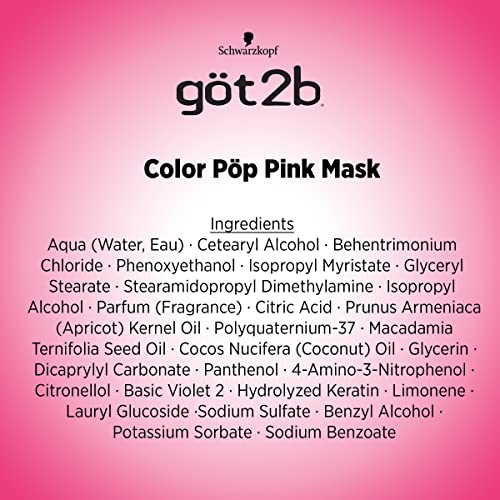 Got2b Color Pop Semi-Permanent Hair Color Mask, Pink, 5.1 oz
