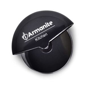 armanite - disc easy-clean pizza cutter, no frills pizza slicer for toast, dough, and more, compact and convenient pizza wheel made for smooth slicing, black