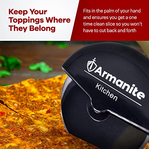 Armanite - Disc Easy-Clean Pizza Cutter, No Frills Pizza Slicer for Toast, Dough, and More, Compact and Convenient Pizza Wheel Made for Smooth Slicing, Black