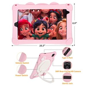HeavenBird 10 Inch Kids Tablet, 10.1" Display, 6000mAh, Android 10.0 2GB & 32GB Storage, Parental Control Learning Tablet, Stylus & Earphone & Kid-Proof Case Included, Pink